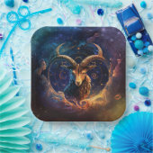 Steinbock-Sternzeichen Wasserfarben-Design Pappteller (Party)