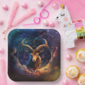 Steinbock-Sternzeichen Wasserfarben-Design Pappteller (Party)