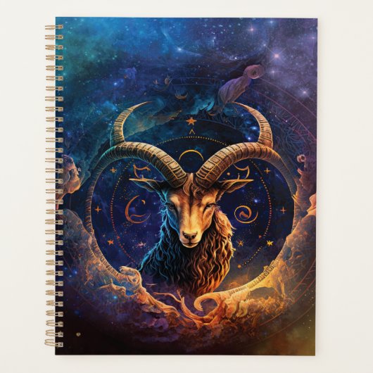 Steinbock-Sternzeichen Wasserfarben-Design Planer (Vorderseite)