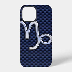 Steinbock-Symbol Navy-Kohlenstofffaser-Stil iPhone Hülle