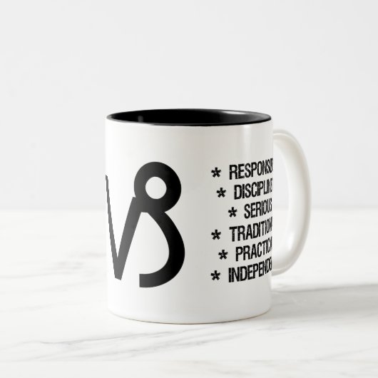 Steinbock-Tierkreis-Zeichen ("die Ziege von der Zweifarbige Tasse (VorderseiteRechts)