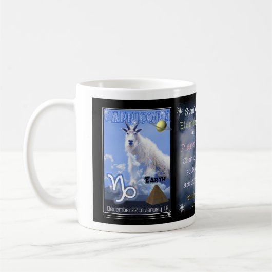 Steinbock-Tierkreisschale oder -Tasse Kaffeetasse (Links)