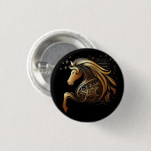 Steinbock Tierkreiszeichen Gold Pferd Astrologie Button (Vorne & Hinten)