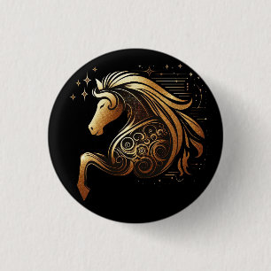 Steinbock Tierkreiszeichen Gold Pferd Astrologie Button