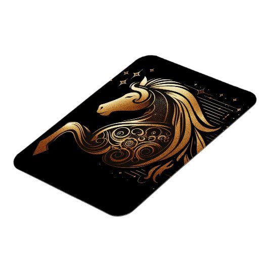 Steinbock Tierkreiszeichen Gold Pferd Astrologie Magnet (Linke Seite)