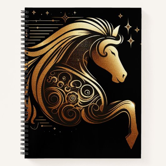 Steinbock Tierkreiszeichen Gold Pferd Astrologie Notizblock (Vorderseite)