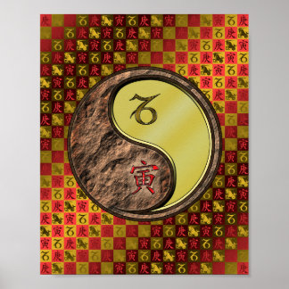 Steinbock und Tiger Poster