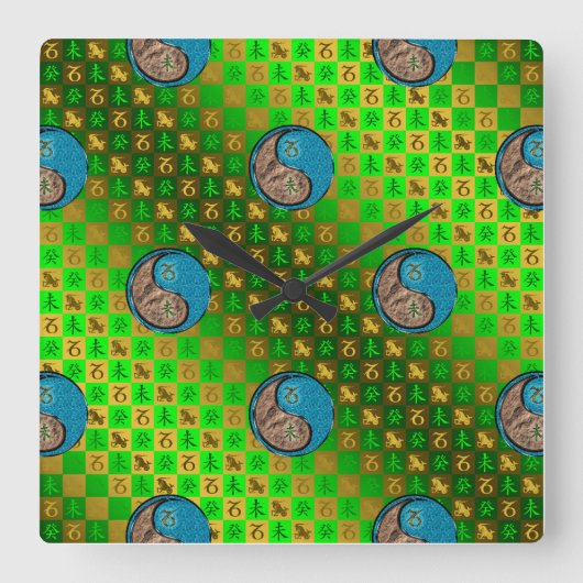 Steinbock & Wasser Ziege Quadratische Wanduhr (Vorderseite)