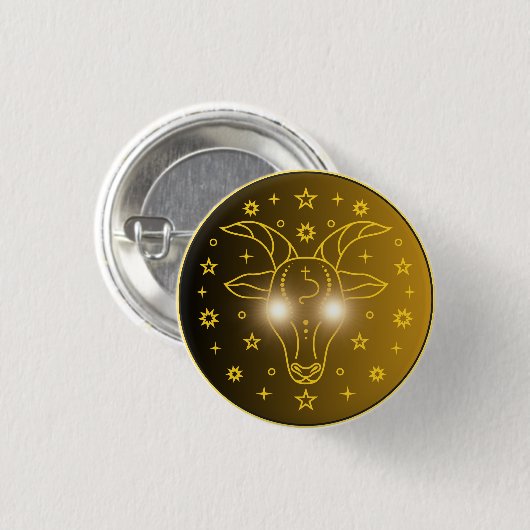 Steinbock-Zodiac-Emblem | Minimales Himmelssymbol Button (Vorne & Hinten)