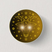 Steinbock-Zodiac-Emblem | Minimales Himmelssymbol Button (Vorderseite)
