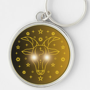 Steinbock-Zodiac-Emblem Minimales Himmelssymbol Schlüsselanhänger
