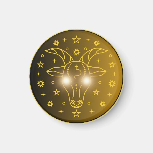 Steinbock-Zodiac-Emblem | Minimales Himmelsymbol Magnet (Vorne)