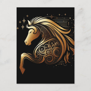 Steinbock-Zodiac Gold Horse Astrologie Feiertagspostkarte