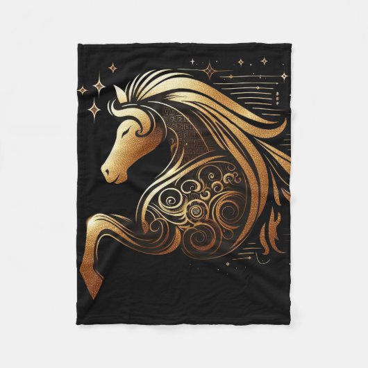 Steinbock-Zodiac Gold Pferd Astrologie Fleecedecke (Vorderseite)