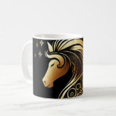 Steinbock-Zodiac Gold Pferd Astrologie Kaffeetasse (Vorderseite Links)