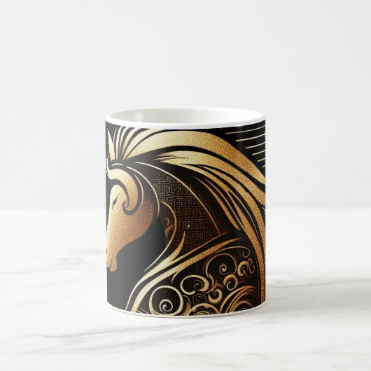 Steinbock-Zodiac Gold Pferd Astrologie Kaffeetasse (Mittel)