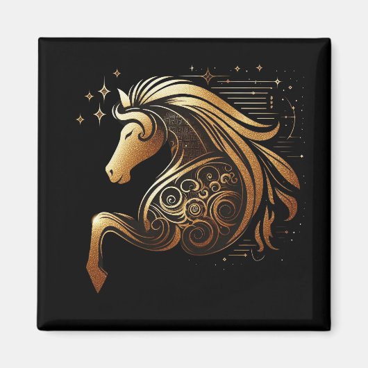 Steinbock-Zodiac Gold Pferd Astrologie Magnet (Vorne)