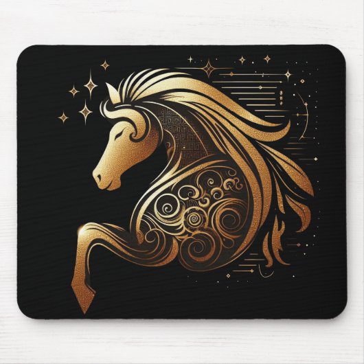 Steinbock-Zodiac Gold Pferd Astrologie Mousepad (Vorne)