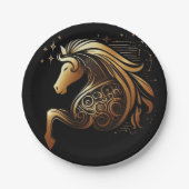 Steinbock-Zodiac-Goldpferd-Astrologie Pappteller (Vorderseite)
