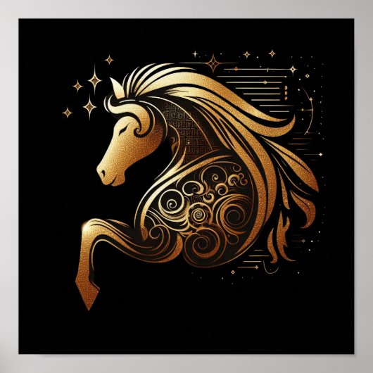 Steinbock-Zodiac-Goldpferd-Astrologie Poster (Vorne)