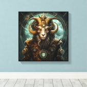 Steinbock-Zodiac-Kunstleinwand Leinwanddruck (Insitu (Holzboden))