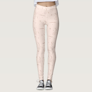 Steinbock-Zodiac-Muster in Braun und Burgund Leggings