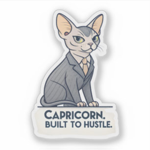 Steinbock-Zodiac-Sphynx-Katze-Built-Hustle-Kunst Aufkleber