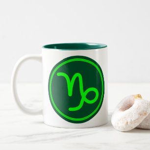 Steinbock-Zodiac-Symbol grüner Kontrast Zweifarbige Tasse