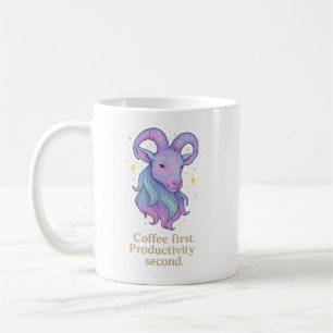Steinbock-Zodiac-Tasse – Kaffee zuerst, Produktivi Kaffeetasse