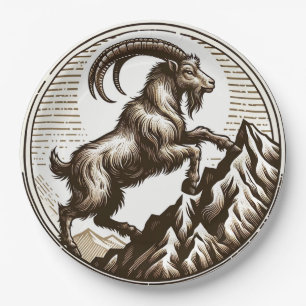 Steinbock-Zodiak-Geburtstag Bergziege erklimmen Pappteller