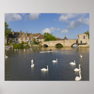 Steinbogenbrücke und Fluss Ouse, St. Ives, Poster