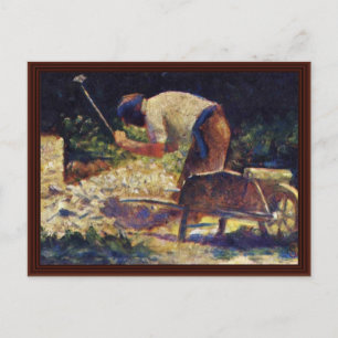 Steinbrecher mit Rollkarren von Seurat Georges Postkarte
