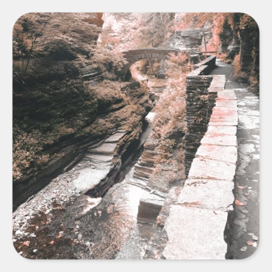 Steinbrücke Quadratischer Aufkleber (Vorderseite)