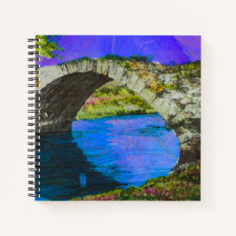 Steinbrücke über das blaue Wasser von Placid Notizblock