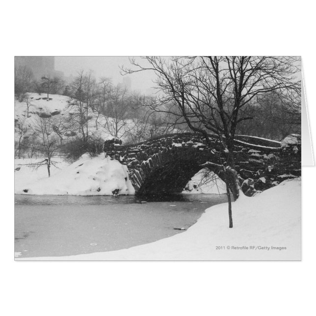 Steinbrücke über schneebedeckten Fluss (Vorderseite (Horizontal))