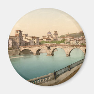 Steinbrücke und San Giorgio, Verona, Italien Magnet