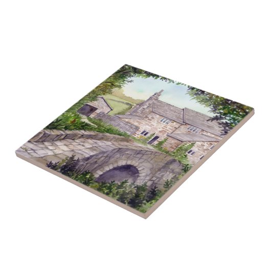 Steinbrücke Wasserfarbenmalerei Fliese (Seite)