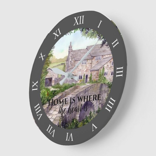 Steinbrücke Wasserfarbenmalerei Große Wanduhr (Winkel)