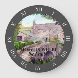 Steinbrücke Wasserfarbenmalerei Große Wanduhr