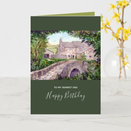 Steinbrücke Wasserfarbenmalerei Karte (Gelbe Blume)