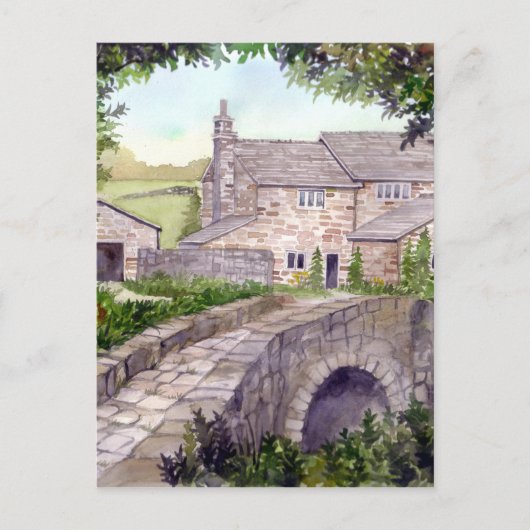Steinbrücke Wasserfarbenmalerei Postkarte (Vorderseite)