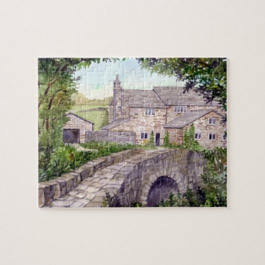 Steinbrücke Wasserfarbenmalerei Puzzle (Horizontal)