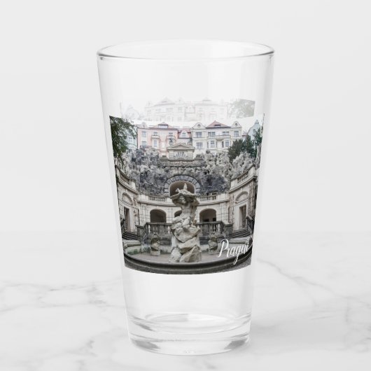 Steinbrunnen in Prag Glas (Vorderseite)