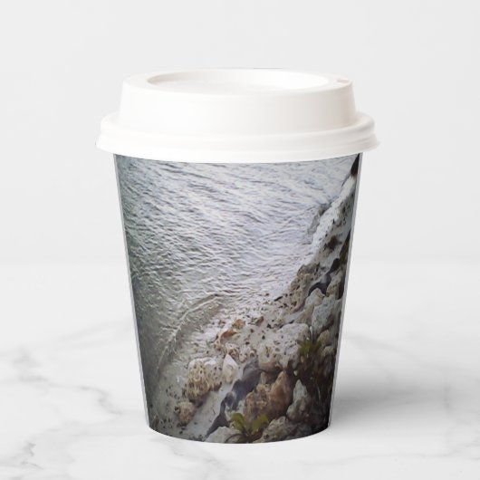 Steine am Strand Pappbecher (Vorderseite)