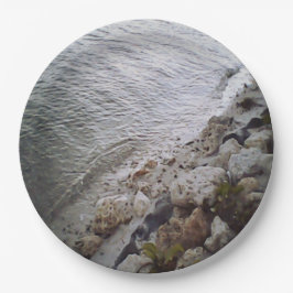 Steine am Strand Pappteller