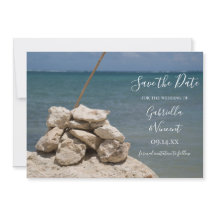 Steine auf der Strandhochzeit Save the Date