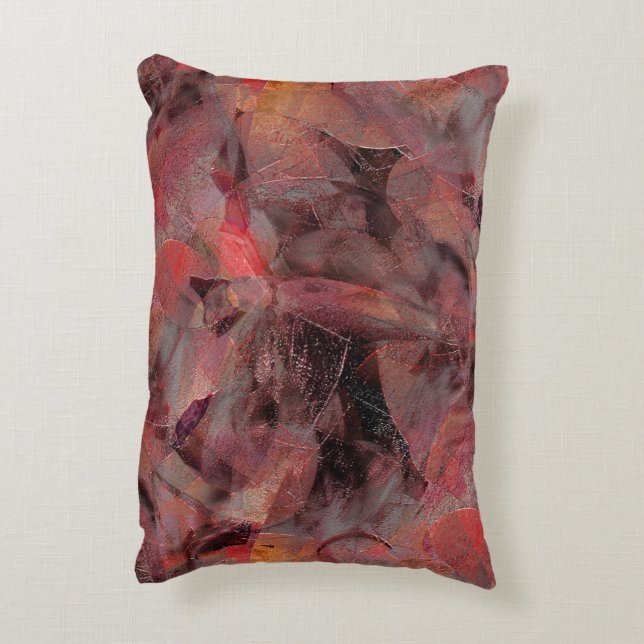 Steine in roten Farbtönen auf schwarz-grauem Hinte Dekokissen (Rückseite(Vertikal))