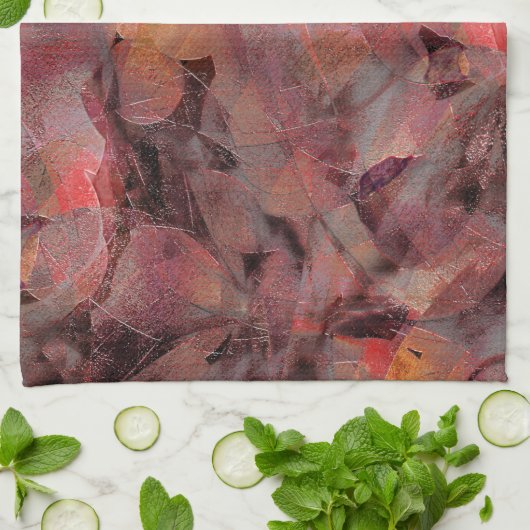 Steine in roten Farbtönen auf schwarz-grauem Hinte Geschirrtuch (Gefaltet)