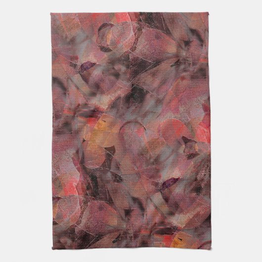 Steine in roten Farbtönen auf schwarz-grauem Hinte Geschirrtuch (Vertikal)