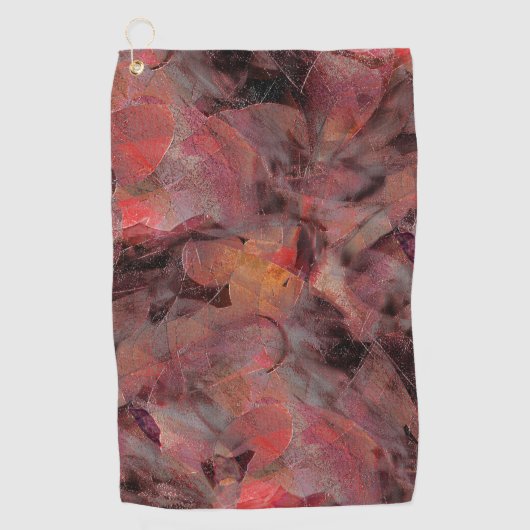 Steine in roten Farbtönen auf schwarz-grauem Hinte Golfhandtuch (Vorderseite)